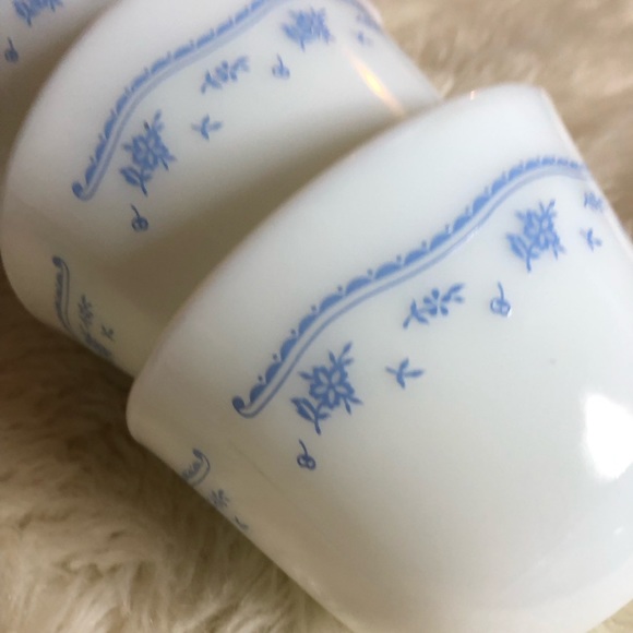 3 Vintage Pyrex Milk Glass morning Blue Mugs - Picture 6 of 8